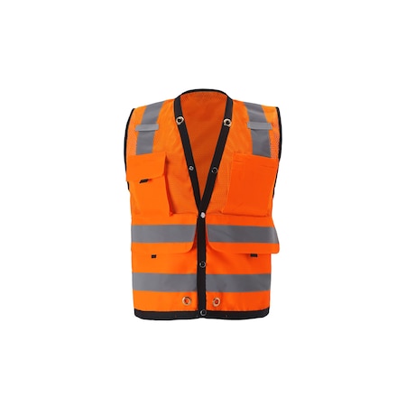 2W International Orange High Viz Surveyors Vest, Large, Class 2 SURV322C-2 L